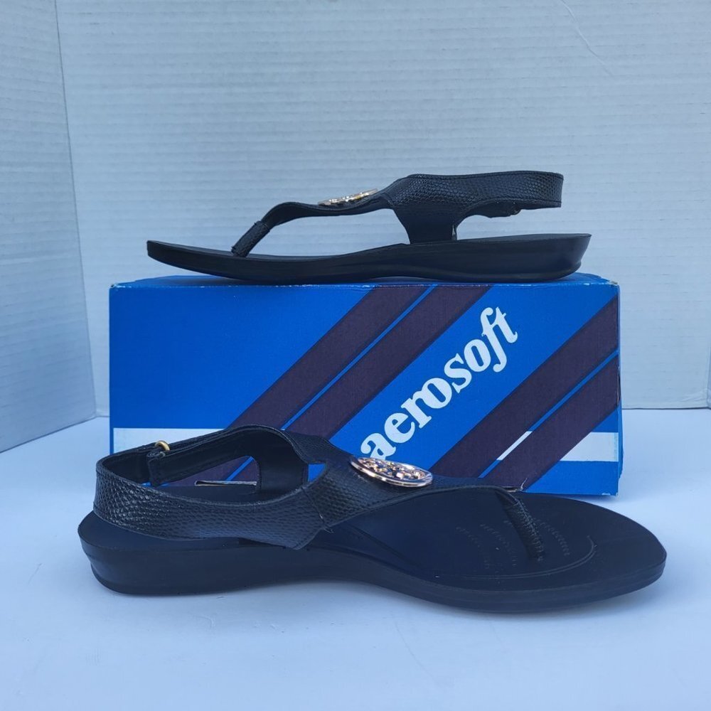 .Aerosoft - Motif Jeweled Thong Adjustable Ankle Strap Sandals For Women -8
